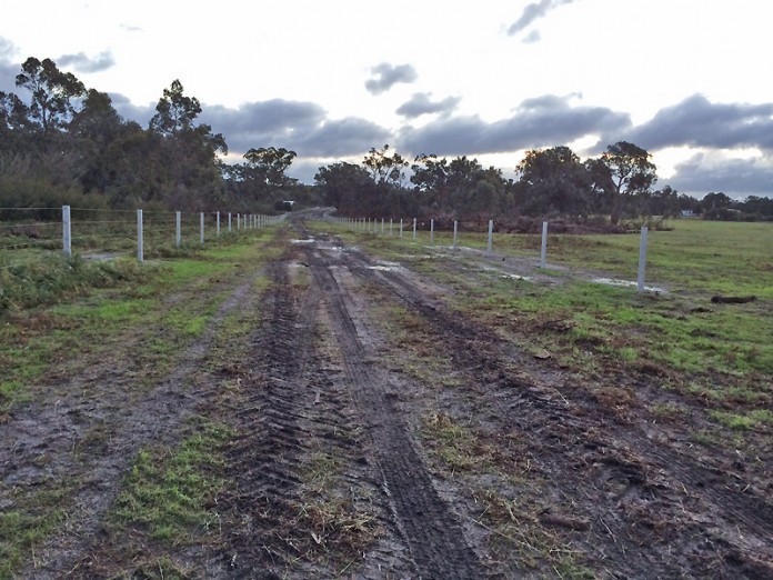 Part of a 2.5km laneway using concrete posts at Giffard West