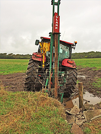 Post hole digging in boggy conditions